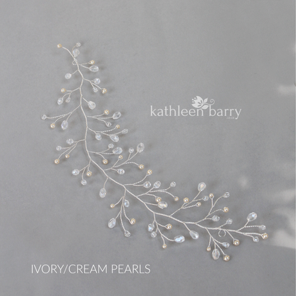 Carly Hair vine - crystal and pearl - available in silver, gold, rose gold plated finish