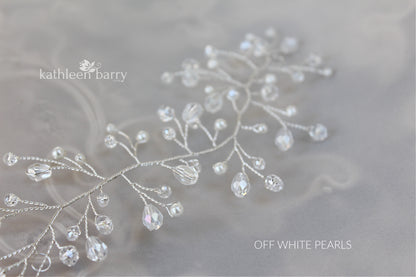 Carly Hair vine - crystal and pearl - available in silver, gold, rose gold plated finish