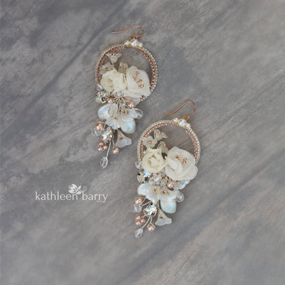Chanel floral hoop earrings - Custom colors to order, avalable in Rose gold, gold & Silver