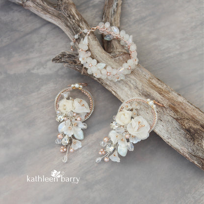 Chanel floral hoop earrings - Custom colors to order, avalable in Rose gold, gold & Silver