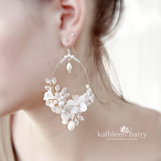 Chloe Statement floral chandelier bridal earrings - assorted colors available