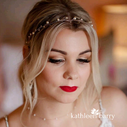 Cherize Bridal Pearl Hair Vine - Bridal wreath - Gold, silver, rose gold options - two pearl size options FROM: