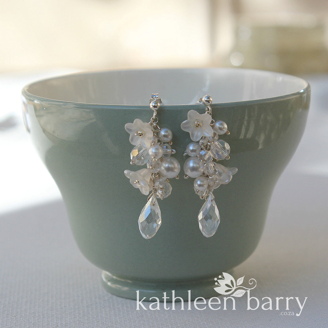 Christine earrings - Blush Pink or Off-white - Rose gold, pale gold or silver