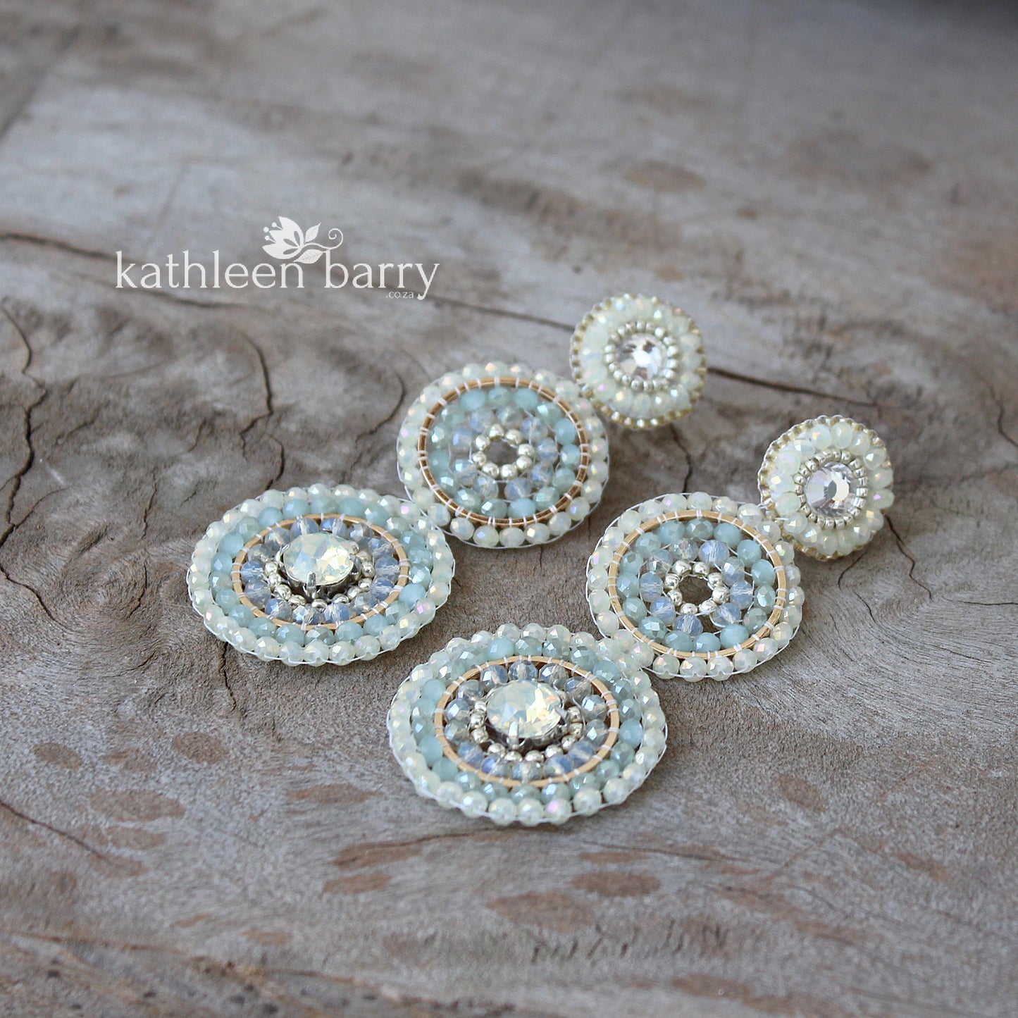Modern statement chandelier earrings - beaded rings - colors to order