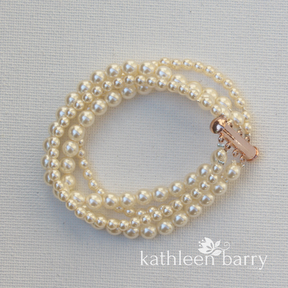 Colleen 4 strand pearl cuff bracelet - Sold individually - Rose gold, gold or silver