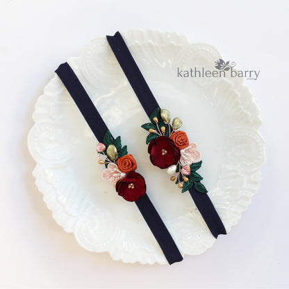 Laetitia custom heirloom garter set (or individually) custom colors to order