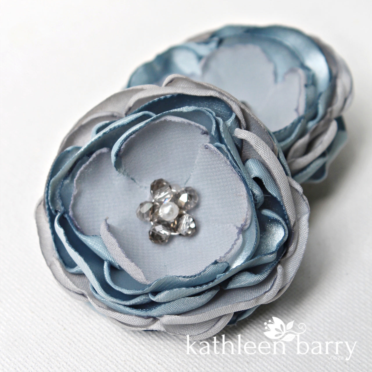 Dusty blue hair flower or brooch - Bride, flower girl, bridesmaid, mother of the bride or groom gifts