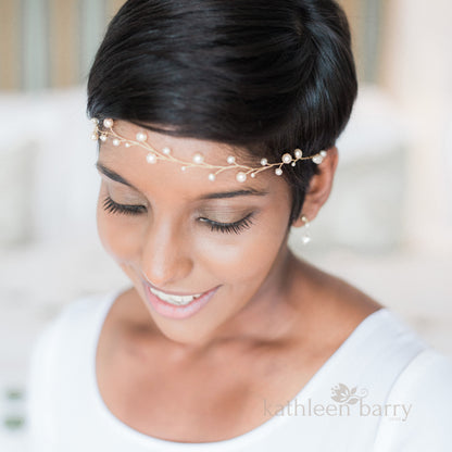 Cherize Bridal Pearl Hair Vine - Bridal wreath - Gold, silver, rose gold options - two pearl size options FROM: