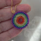 Naomi rainbow mandala pendent necklace available in Silver, gold or rose gold finish