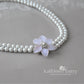 Double strand pearl necklace with focal flower clasp. Silver, rose gold or gold - Assorted pearl colors available