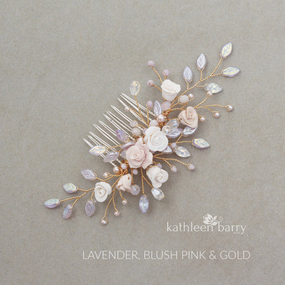 Gardenia statement floral and pearl hairpiece -  Custom color options available