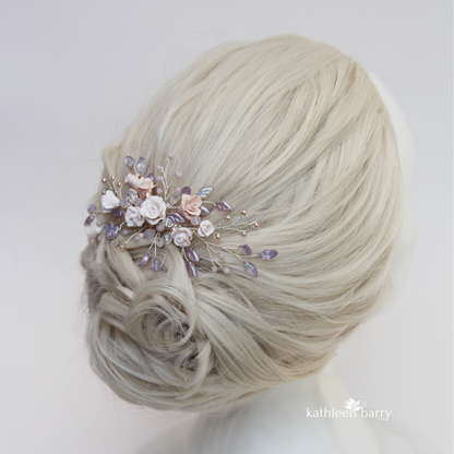 Gardenia statement floral and pearl hairpiece -  Custom color options available