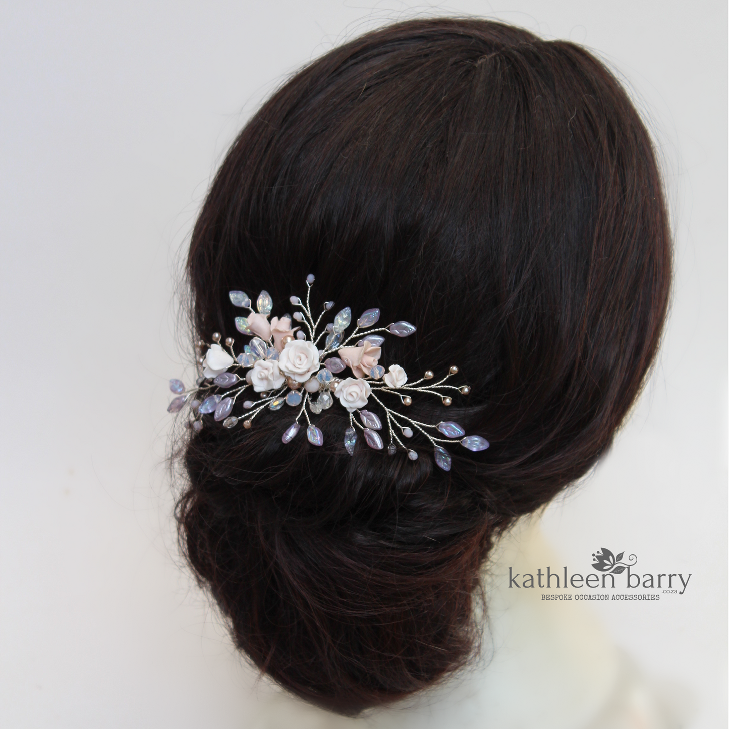 Gardenia statement floral and pearl hairpiece -  Custom color options available