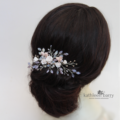 Gardenia statement floral and pearl hairpiece -  Custom color options available