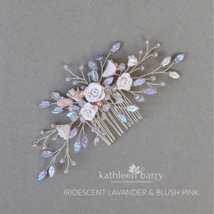 Gardenia statement floral and pearl hairpiece -  Custom color options available