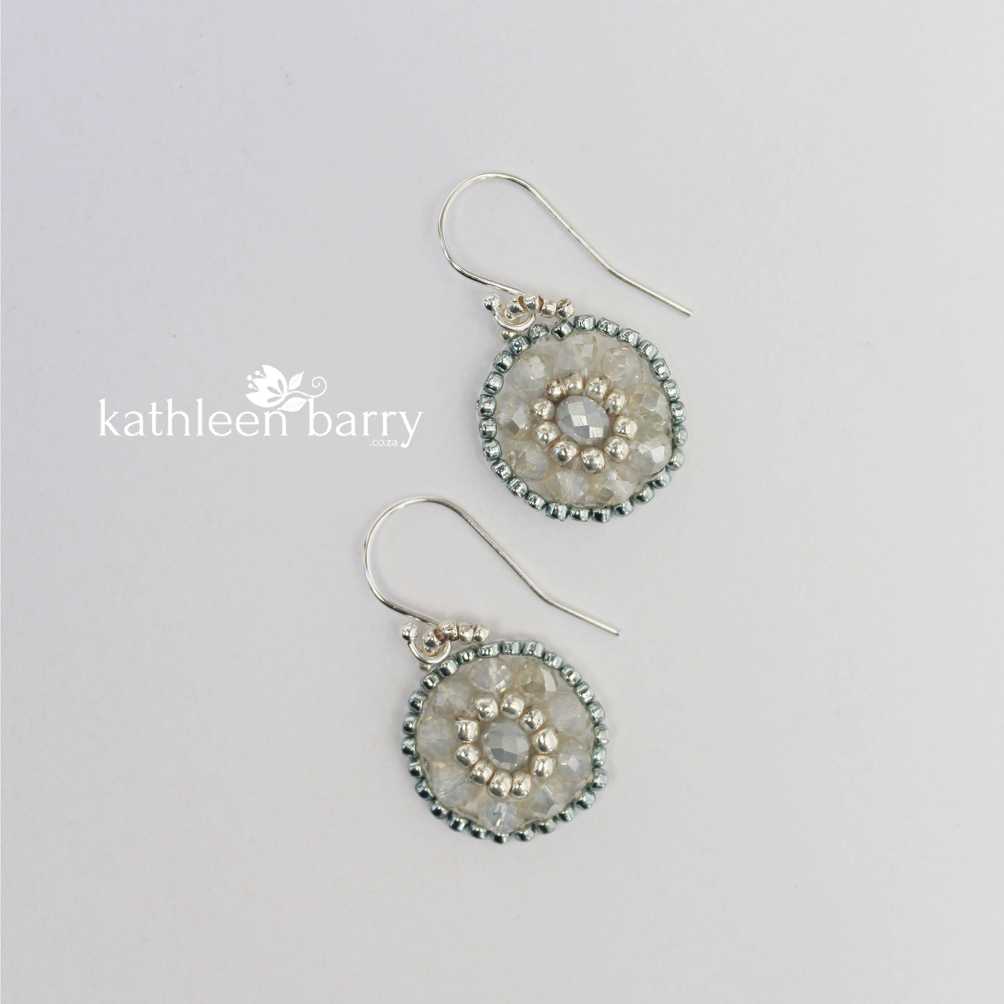 Dainty mandala earrings - seafoam and silver - Colors to order - Limited edition