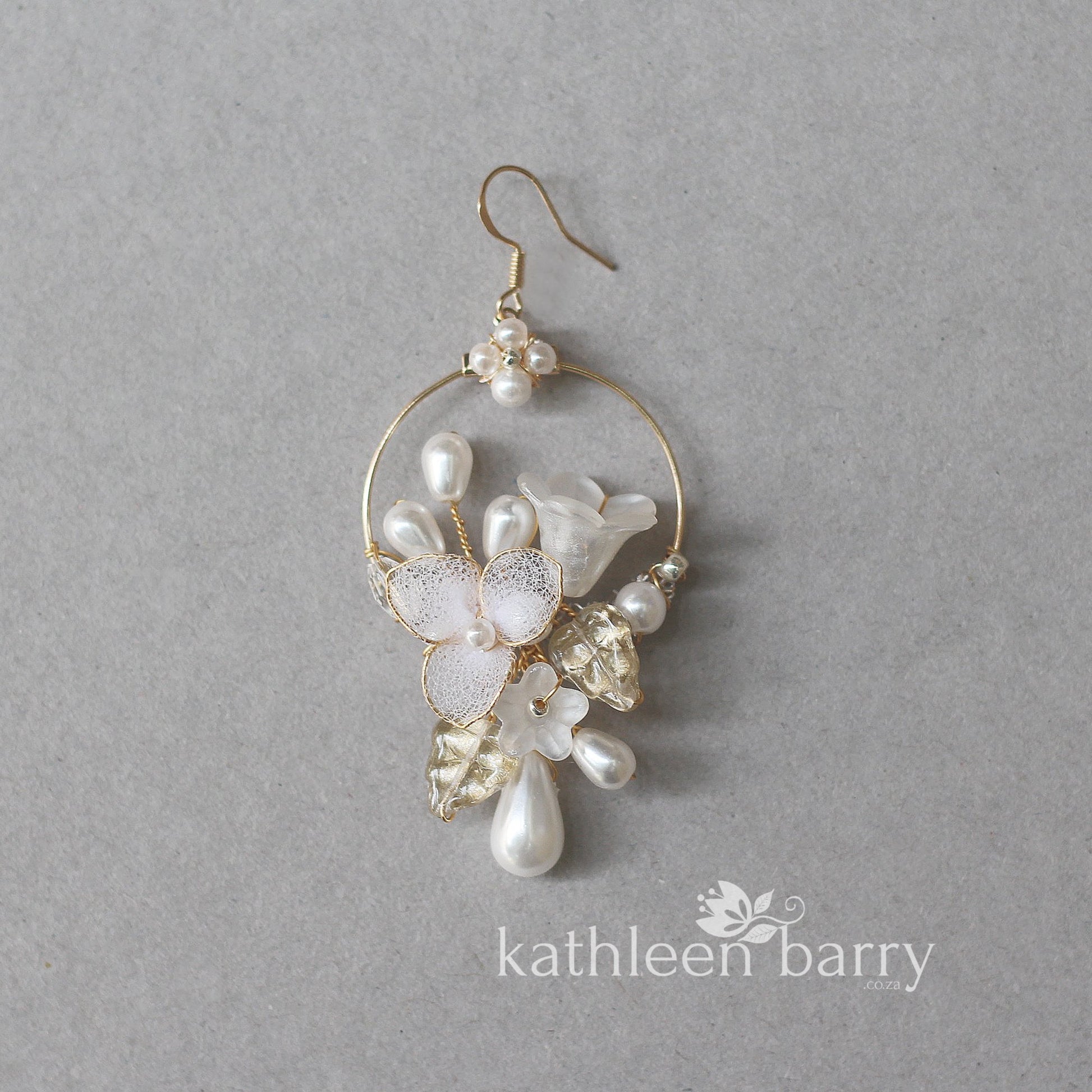 wedding flower hoop earrings bridal floral statement jewelry