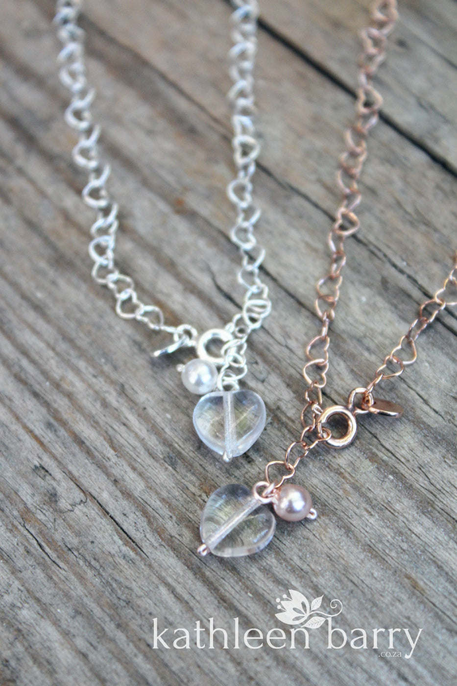 Heart chain bracelet, Sterling silver or Rose gold plated over sterling silver - Limited stock