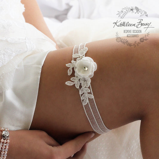 Melanie Garter with flower detail and lace - color options available