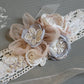 Blush Grey Wrist Corsage Lace fabric flowers - Bridal or Prom - color options available