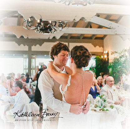 Rachel open back drop necklace, crystal and pearls - SILVER, ROSE GOLD OR GOLD (7 PEARL COLORS AVAILABLE)