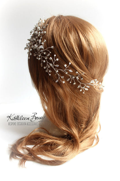 Mich Hairpiece hair vine - Rhinestones, crystal & Pearl - Available in Silver, gold and rose gold