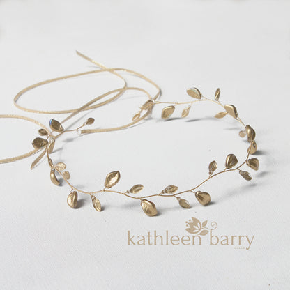 metallic leaf hair vine, wreath gold south africa bridal accessories