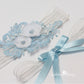 Jess Floral lace garter -  Color options available : pale blue variation