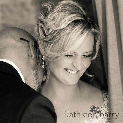 Lauren drop crystal pearl earrings - Silver, Gold, Rose gold or copper finish - assorted pearl color options