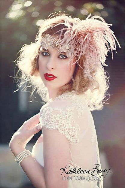 Great Gatsby theme 1920's style feather headband fashion 