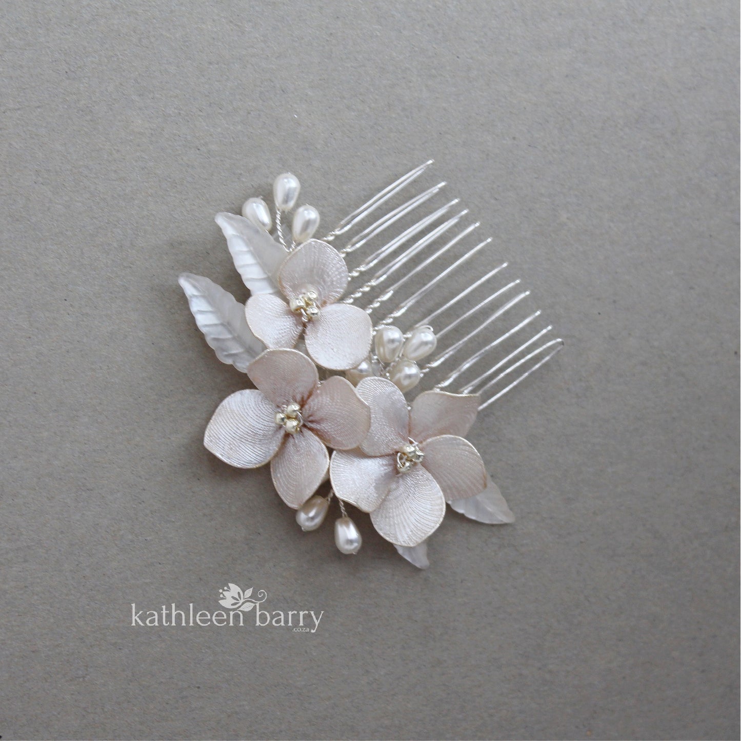 Bridal hair clip dainty off white nude pearl detailing colors to order