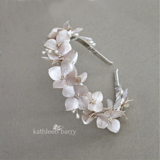 Kerryn floral and pearl hairband taiara style - custom colors to order