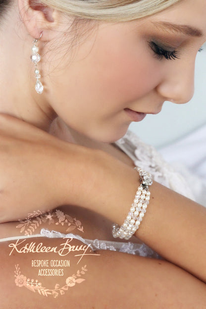 Clare Earrings Crystal & Pearl Gold, silver or rose gold option