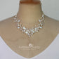 Nadine floral statement necklace - Flowers, leaves, crystals and pearls in rose gold, gold or silver finish