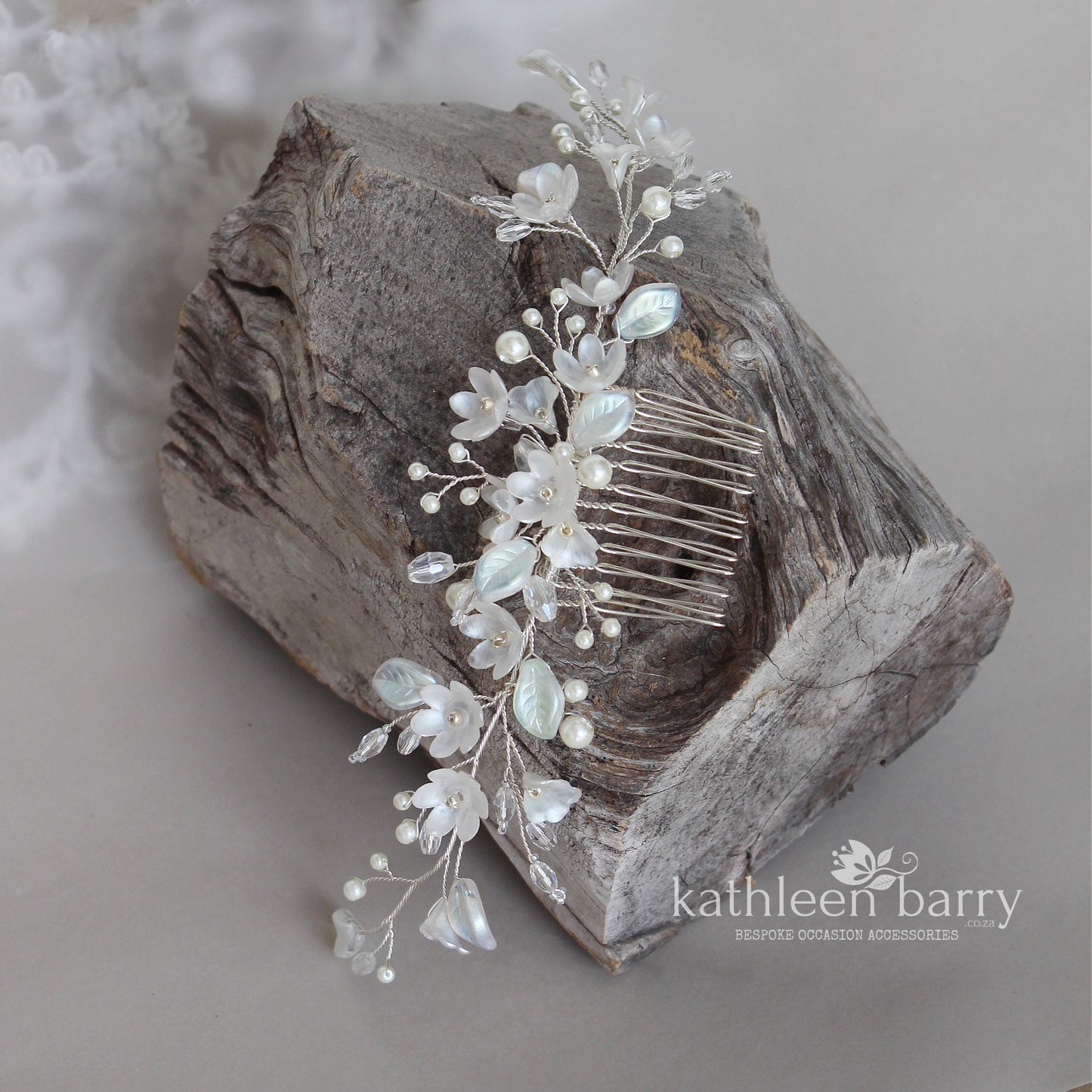 Leonore hair comb vine style wedding floral hairpiece - Assorted finish & color options available