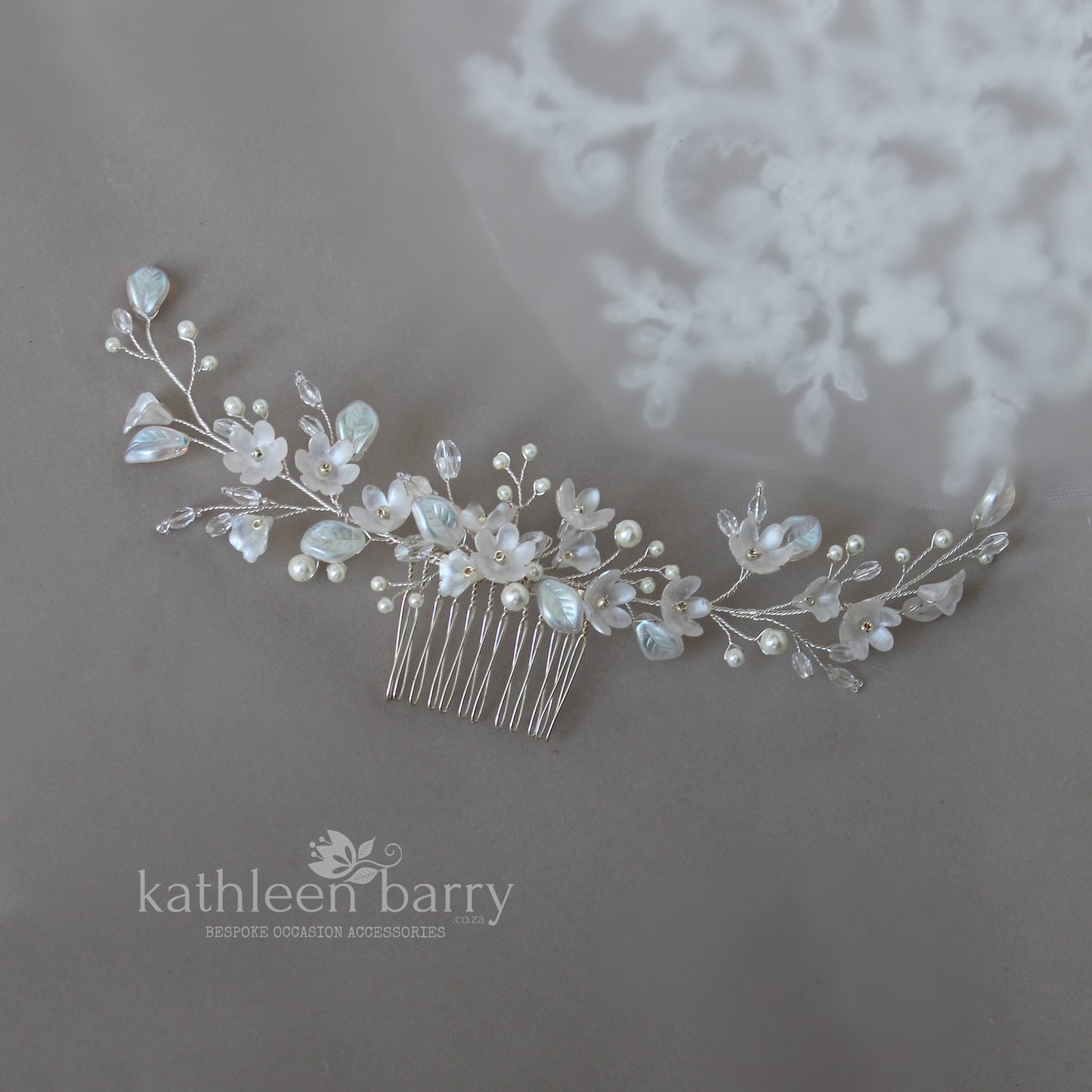 Leonore hair comb vine style wedding floral hairpiece - Assorted finish & color options available