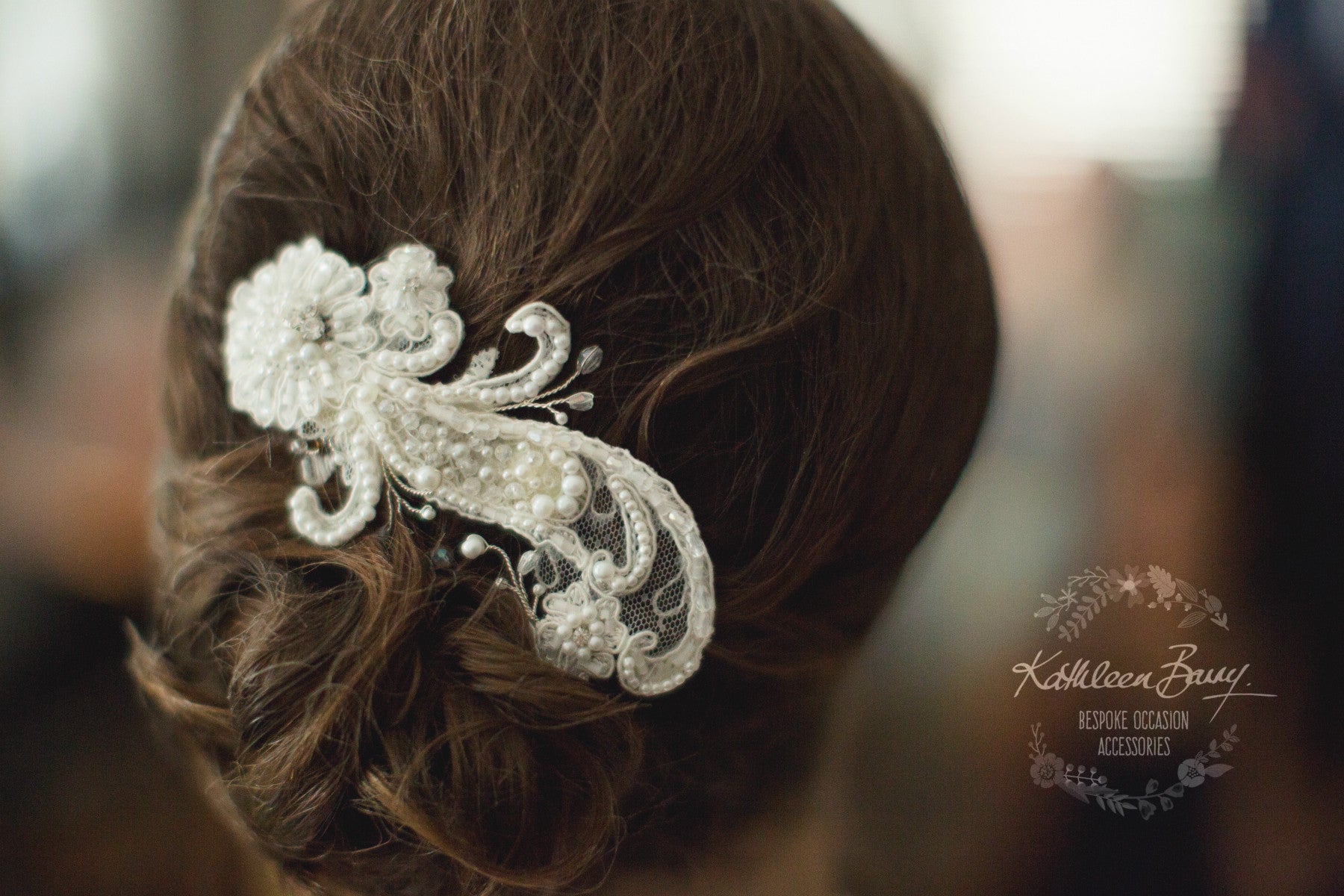 Lillie Lace hairpiece Bridal wedding hair accessory off white