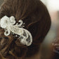 Lillie Lace hairpiece Bridal wedding hair accessory - off white Chantilly lace - crystal and pearl detailing