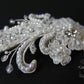 Lillie Lace hairpiece Bridal wedding hair accessory - off white Chantilly lace - crystal and pearl detailing