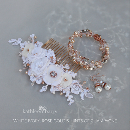 Bridal hair clip jewellery set ideas rose gold online shop