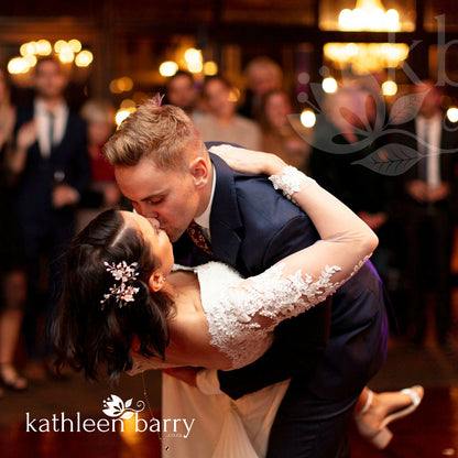 Anli Bridal hair pin rose gold - frosted flowers and pearls - finish options available