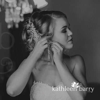 Mandy Bridal Crystal & Pearl Cluster drop Earrings - also available in silver & rose gold