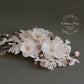 Marilyn Ivory / Off-white Lace Hairpiece Hints of Blush Pink with Rose Gold Accents