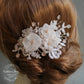 Marilyn Ivory / Off-white Lace Hairpiece Hints of Blush Pink with Rose Gold Accents