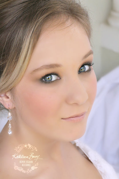 Clare Earrings Crystal & Pearl Gold, silver or rose gold option