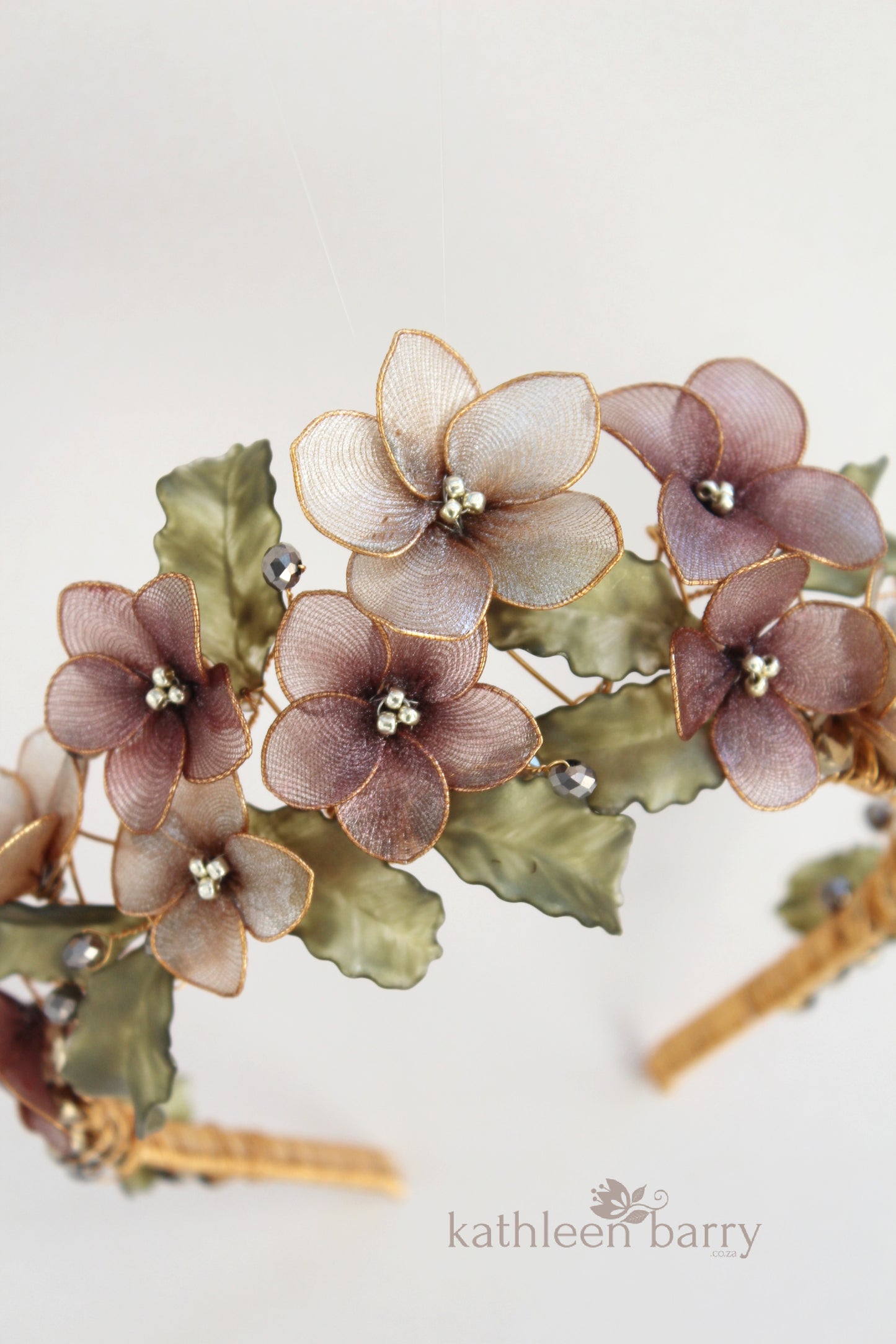 Melinda Muted metallic shade floral tiara style crown - custom colors to order