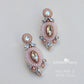 Rhinestone silver and white beaded statement earrings - custom colors available
