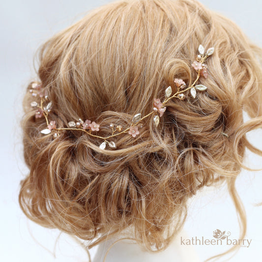 Layla dainty flower leaf hair vine - Assorted colors - Rose gold, gold or silver (two sizes) FROM: