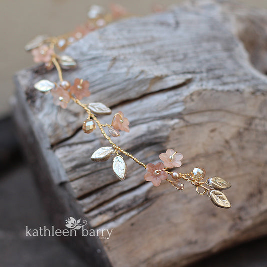 Layla dainty flower leaf hair vine - Assorted colors - Rose gold, gold or silver (two sizes) FROM:
