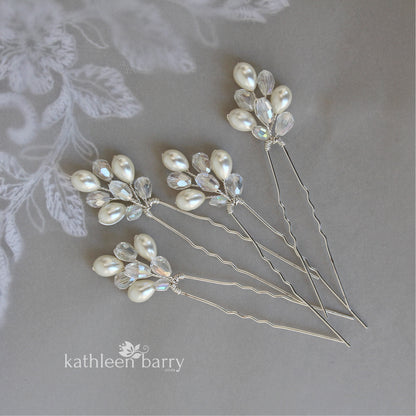 Minette Bridal Pearl hair pin dainty wedding hair accessories - sold individually